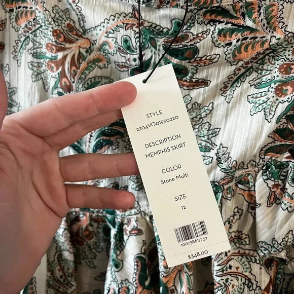 656 NWT Veronica Beard Memphis Skirt Size 12 Color Cream Green - Picture 8 of 9